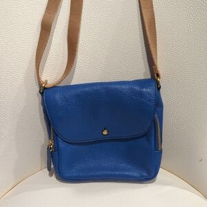 J. Crew Vibrant Blue Crossbody Bag with Tan Strap